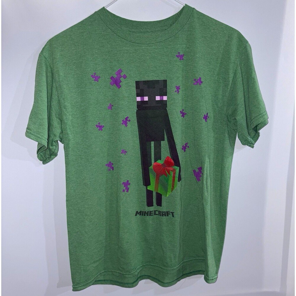 Mojang Minecraft Enderman Graphic Print Green Short Sleeve Crew Neck Tee L